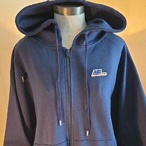 2019 Adererror Navy Blue Zip-Up Front And Rear Hoodie